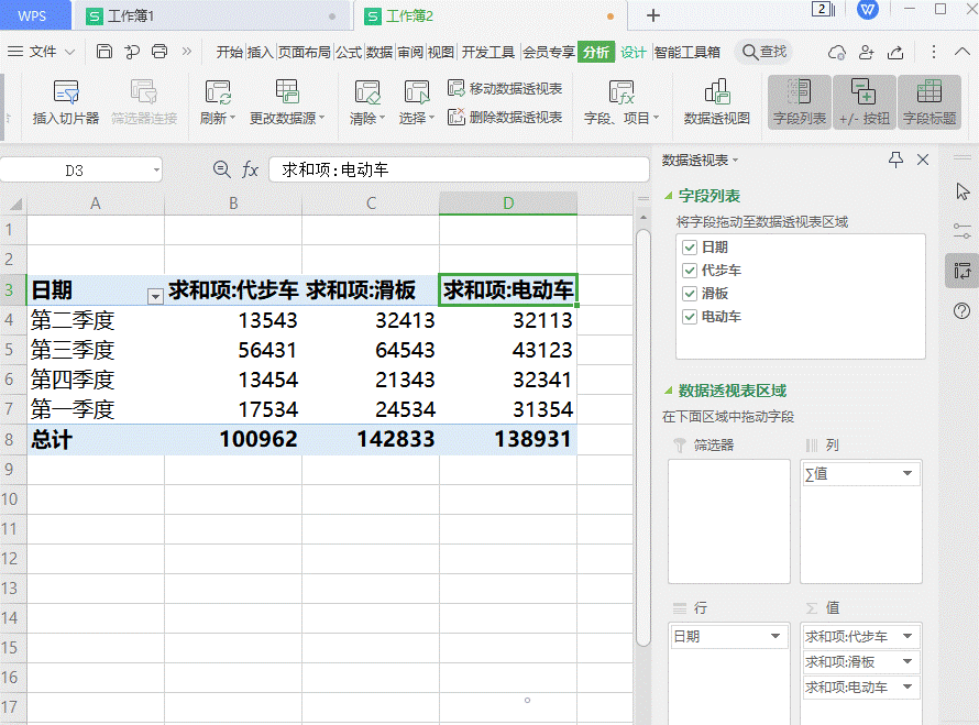 如何新增wps office數據透視表的項目